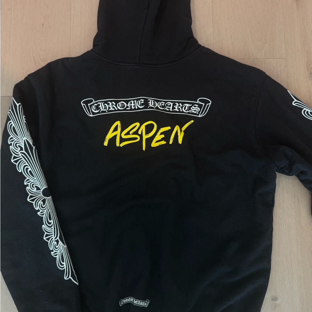 Chrome Hearts Black Hoodie with Yellow Aspen Design
